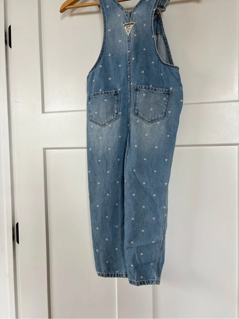 Oshkosh- Children’s Light Wash Denim Overalls with Heart Print Size 5T